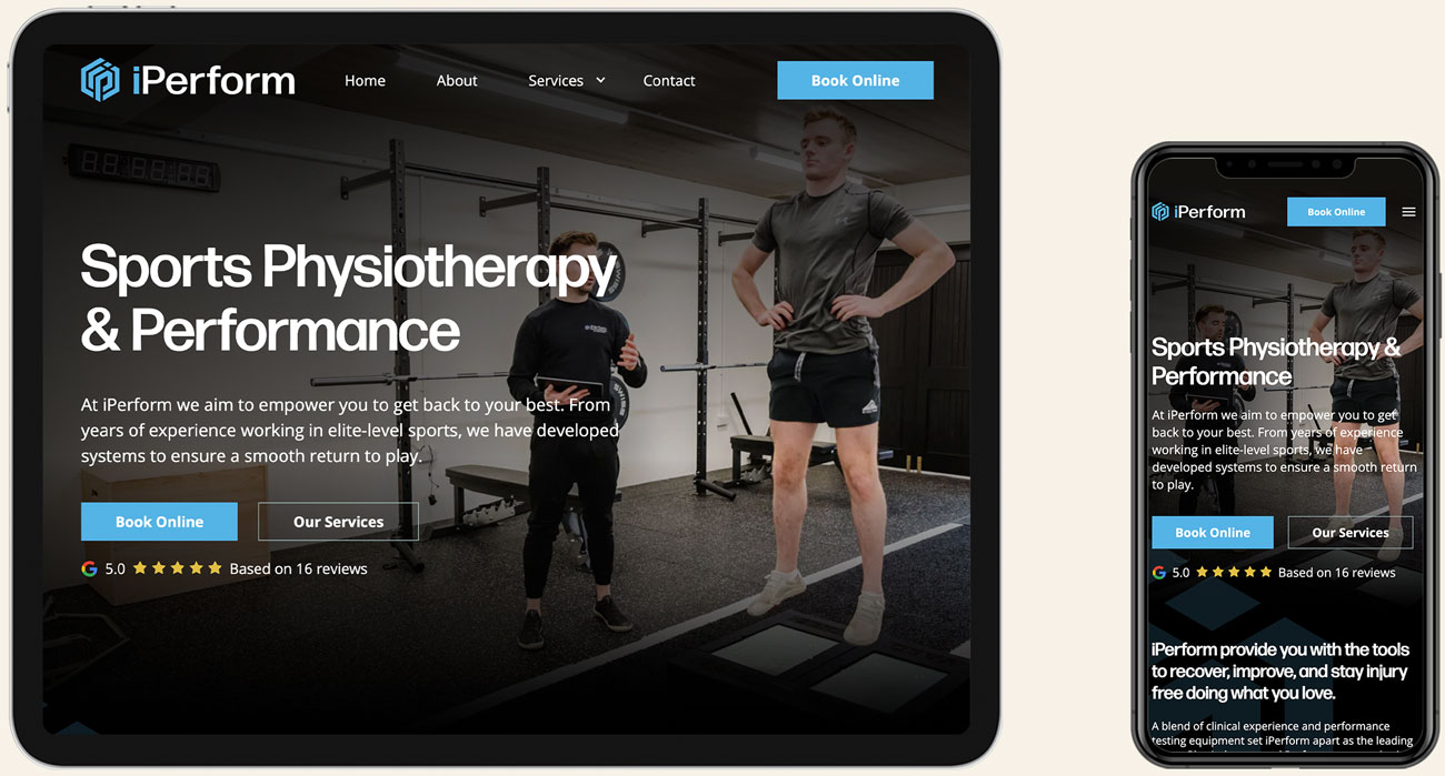 Iperform Sports Physiotherapy Small Business Website Project With Testimonial