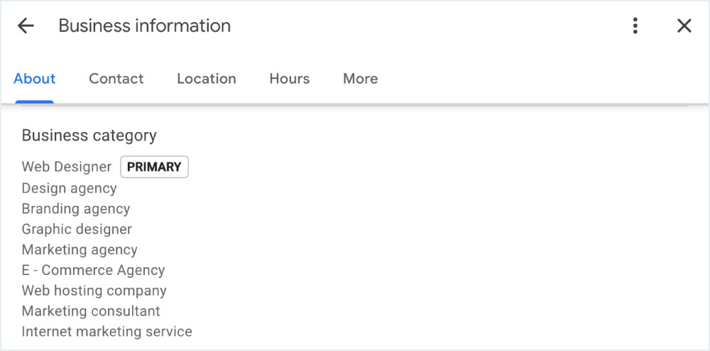 Google Business Profile Categories